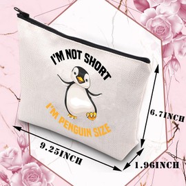 Funny Penguin Gift Penguin Lover Gift I'm Not Short I'm Penguin Sized Penguin Inspired Makeup Bag for Penguin Fans Animal Lover Zookeeper Gift (Penguin Size CA)