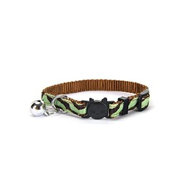 Burgham Simon's Cat Collars Breakaway with Bell, Safety Buckle, Snag Free, Soft, Durable and Fully Adjustable Size 7-11'' (Leopard Green)