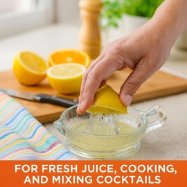 HIC Kitchen Citrus Juicer Reamer With Handle And Pour Spout, Heavyweight Glass, For Fresh Juice, Cooking, And Cocktails