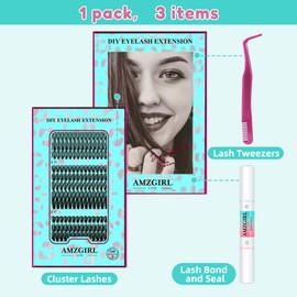 Eyelash Extension Kit 300PCS, Individual Lash Clusters 304050D Curl, DIY Lashes Extensions Kit With Lash Bond and Seal Eyelash Tweezers False Eyelashes for Self Application(D-Mix10-18 kit)