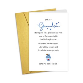 Nchigedy Birthday Card for Grandson, Grandson Poem Birthday Card, Happy Birthday Card for Adult Grandson, Grandson Birthday Card from Grandparents