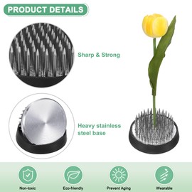 M METERXITY 4-Pack Flower Frog 1.6" Round Steel Flower Pins Flower Frog Holder Flower Arranger W Rubber Base Floral Frog for Arrangements Vase/Plant Decoration/Home Decor [1.1cm Pins]
