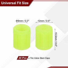 PATIKIL 20 PCS Tire Valve Stem Caps, 8MM Car Wheel Valve Cap Universal Air Valve Cover Vehicle Exterior Accessories for Car Bike Motorcycle Truck, Yellow