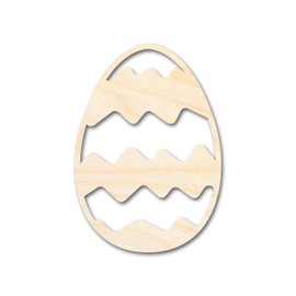 Unfinished Wood Wavy Striped Egg Shape Easter Craft up to 46" DIY 3" / 1/8"