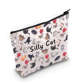 JXGZSO Funny Cat Meme Cosmetic Bag Hilarious Cat Gift Silly Cat Makeup Bag Cat Lover Gift Sarcastic Gift Tired Cat Merch, Hilarious Cat