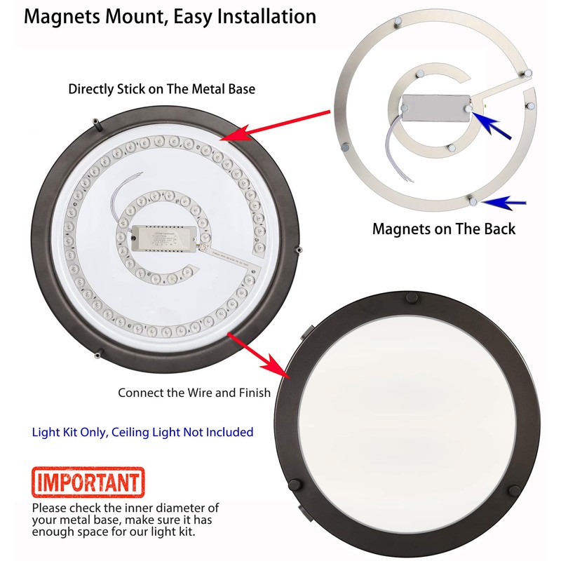 45W LED Close to Ceiling Flush Mount Fan Fandelier Retrofit
