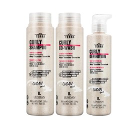 Lendan Curly Cuban Spirit 3-PIECE DEFINITION KIT by Terra with Low Poo Shampoo 10.6 oz + Co-Wash Treatment 10.4 oz + Curl Defining Gel 9.7 oz