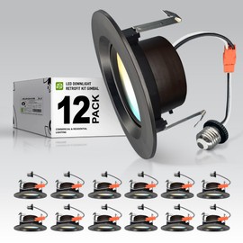 ASD Retrofit 4 Inch Gimbal LED Recessed Light - Oil Rubbed Bronze 10W 811LM 2700/3000/3500/4000/5000K Adjustable Dimmable LED Downlights | Rotating Swivel Directional Eyeball Lighting, ETL 12 Pack