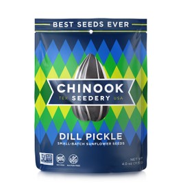 Chinook Seedery Roasted Jumbo Sunflower Seeds - Keto Snacks - Best For Snack Packs - Gluten Free, Non GMO Snack Food Gifts - 4 ounce (Pack of 12) - Dill Pickle Flavor