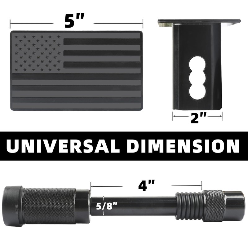 American Flag Trailer Hitch Cover with 5/8-Inch Pin Diameter Trailer