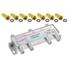 Poppstar Satellite Splitter Switch 6-Way Including F-Connector (Analogue/Digital/BK/Unicable/HD/4K Suitable) for