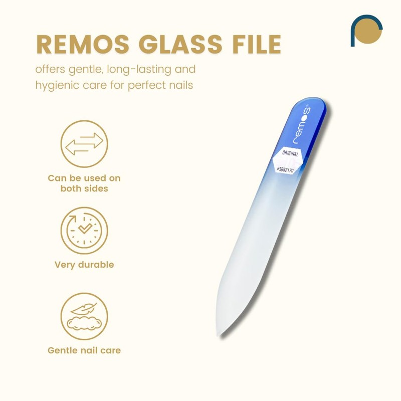 REMOS Nail File Genuine Tempered Glass with Double-Sided Grinding Surface