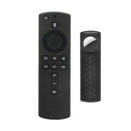 TV Stick 4K Remote Cover with Airtag Holder,2 in 1 Alexa Voice Control Cover Compatible with Air Tag Tile Sticker 2020 and TV Stick 2nd Gen,Black