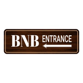 Standard Plus BNB Entrance (Left Arrow) Door or Wall Sign | BnB Hosting Signage - Medium