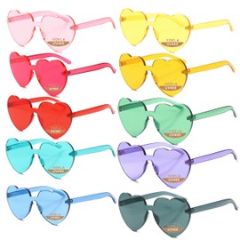OLINOWL Heart Thick Oversized Rimless Sunglasses One Piece Heart Shape Eyewear Colored Sunglasses for Women