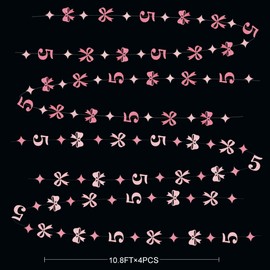 Glitter Pink 5th Bow Birthday Decorations Hot Pink Conquette Bow Garland Streamer Banner Backdrop for Girls Happy 5th Birthday Awesome Since 2021 Cheers to 5 Years Old Anniversary Party Supplies