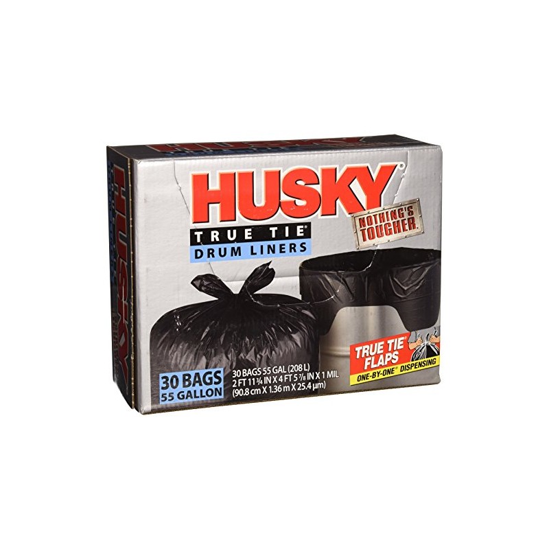 Husky HKK55030B True Tie 55-Gallon Drum Liners, 30-Count