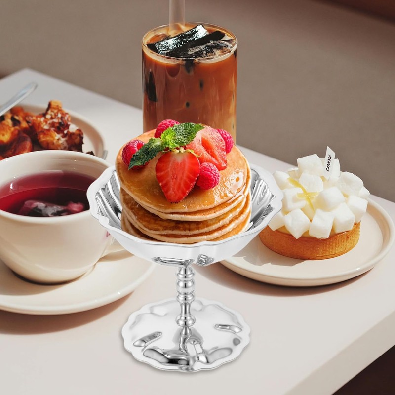 CONGARTENO Vintage Stainless Steel Dessert Cup 4.37In High Footed Ice