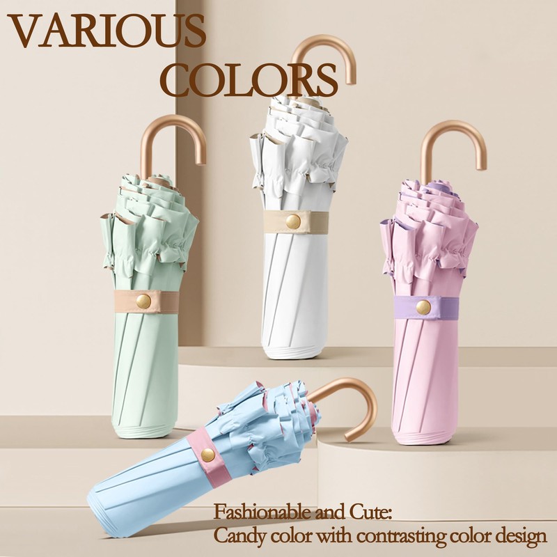 Travel Umbrella with Flower Edge Ruffle & Golden Hook Hanger