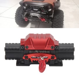 Alomejor RC Car Winch, 1:10 Scale Brushed Dual Motor Drive Replacement Dual Motor Winch for Adults and Kids (Black)