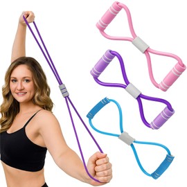 Resistance Bands with Handles, 3 Pack 8 Shape Arm Resistance Bands for Exercise, Stretch Bands for Home Gym, Strength Training, Yoga and Rehabilitation