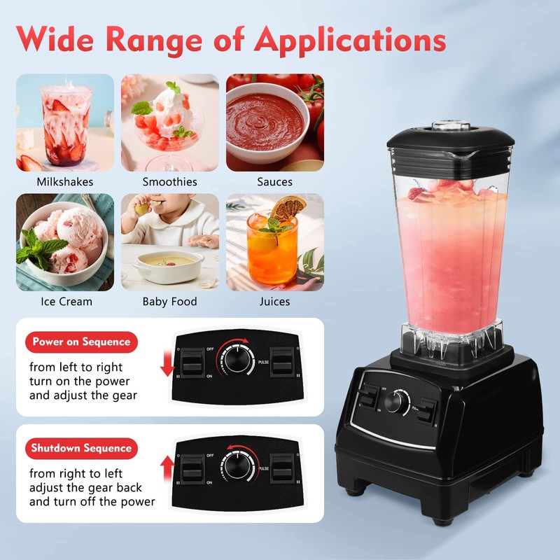 3HP 2L Commercial Blender Mixer Juicer 2200W Professional Power Blender