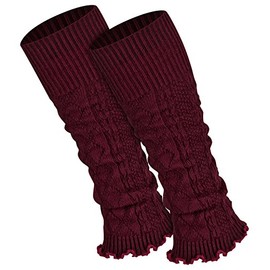 Piarini ® Women's Knit Leg Warmers plain fashionable colour Leg Warmers One Size - Red - One Size