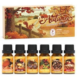 Soulorigin Autumn Fragrance Oils Set, Essential Oil for Diffuser, Fall Scent Diffuser Oil, Use for Soap Candle Making,Pumpkin Spice, Spiced Cider, Maple Syrup, Autumn Harvest, Cinnamon, and Apple Pie