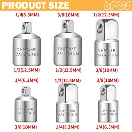 Stecknuss Adapter,6 Stück Adapter Satz,Knarren Adapter Set,3/8 Auf 1/2,Ratsche 3/8 Auf 1/2,Ratsche 1/4,Stecknussadapter Set Für Knarren, Nuss, Steckschlüsseln