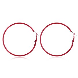 70s 80s Round Circle Earrings Fluorescence Hoop Earrings Colorful Retro Neon Big Round Earrings for Women Jewelry Gifts-red