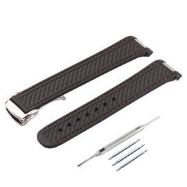 JETHENG 20mm Rubber Silicone Replacement Watch Band for Omega Seamaster 300 AT150 Aqua Terra 8900 Steel Buckle Series Watch Strap (20mm, Black/Orange/Silver)