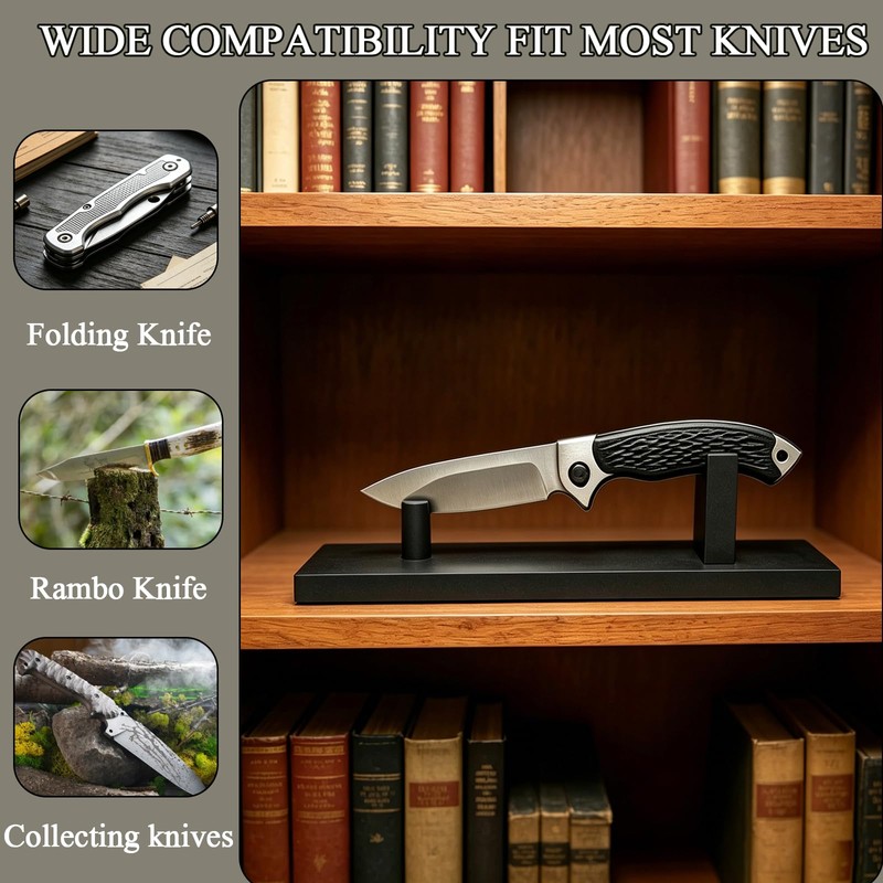 ZJRUI 2 Pcs Knife Display Stand, Black Countertop Knife Holder,
