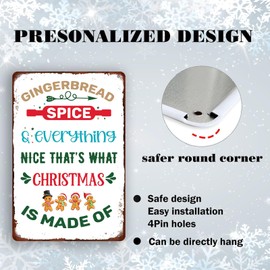 Funny Christmas Sign Gingerbread Spice And Everything Nice That's What Christmas Is Made Of Metal Tin Sign For Home Cafes Office Store Pubs Club Kitchen Farmhouse Bar Wall Decor Art 8x12 inch