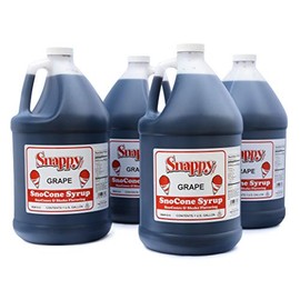 Snappy Grape Sno Cone Syrup, 4-1 Gallon (128 ounces) Size, 4 Pack, Ready to Use Snow Cone Machine Syrup, Flavored Syrup for Shaved Ice, 12 Snow Cone Flavor Options