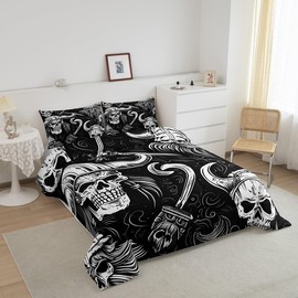 Feelyou Ancient Viking Comforter Set Queen Size Soft Bedding Set with Pillow Case Retro Nautical Ocean Bathroom Comforter Set Queen Size Soft Lightweight Breathable Comforter for All Season