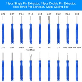 Terminal Removal Tool Kit 41 Pcs Depinning Tool Electrical Connector Pin Removal Tool Kit Pin Extractor Tool Set Wire Terminal Release Tool for Automotive Car Household Devices - Blue