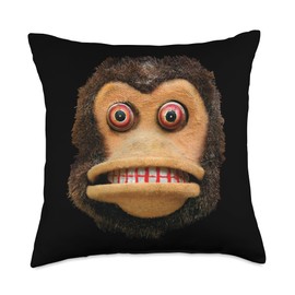 Big Buggy Eyed Monkey Face Cymbal Playing Toy Animal Throw Pillow