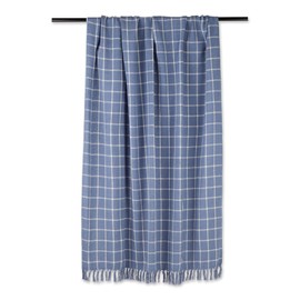 DII Transitional Checked Plaid Woven Throw, 50x60, Stonewash Blue