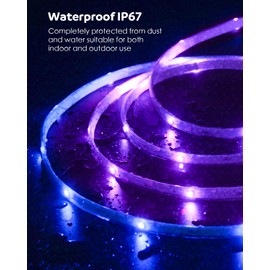 Aclorol 24V Outdoor LED Strip Lights Waterproof 400FT RGB LED Light Strip Music Sync with Remote Flexible LED Rope Light Color Changing for Deck Balcony Roof Garden Outside (120M/2 Roll)