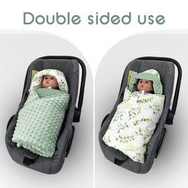Miracle Baby Swaddling Blanket Baby Seat Winter Cotton Reversible Blanket Universal Cuddly Blanket 90 x 90 cm for Baby Seat Pushchair with 8 Point Strap Holes