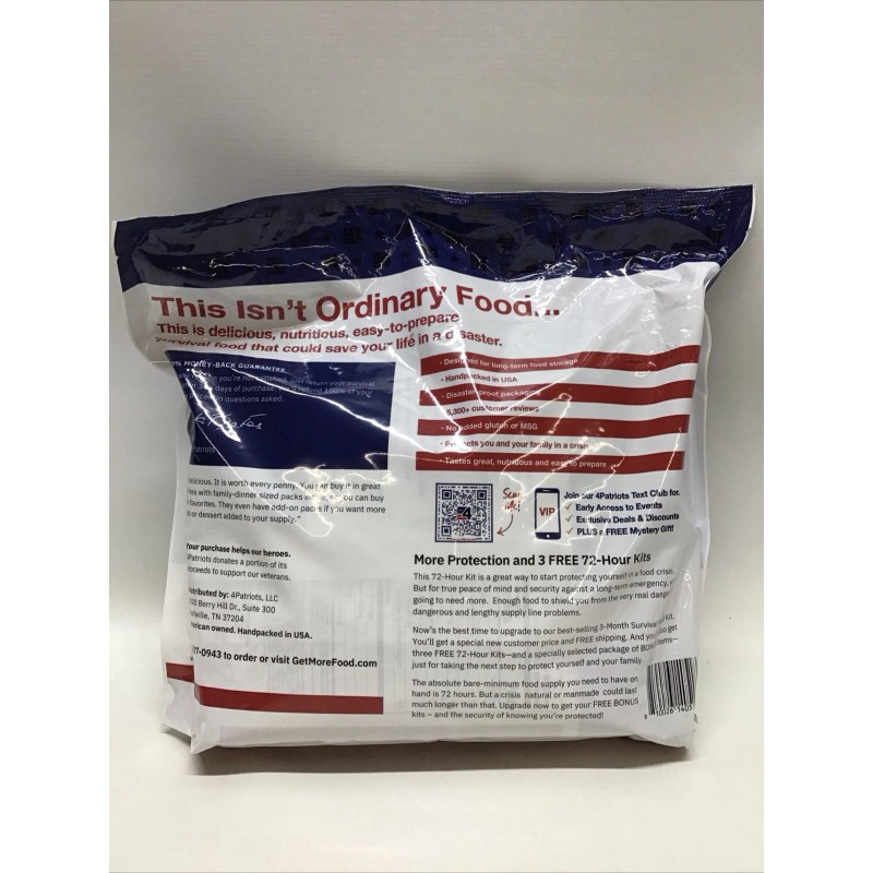 4Patriots 4 Patriots 72-Hour Survival Food Kit Breakfast, Lunch, Dinner