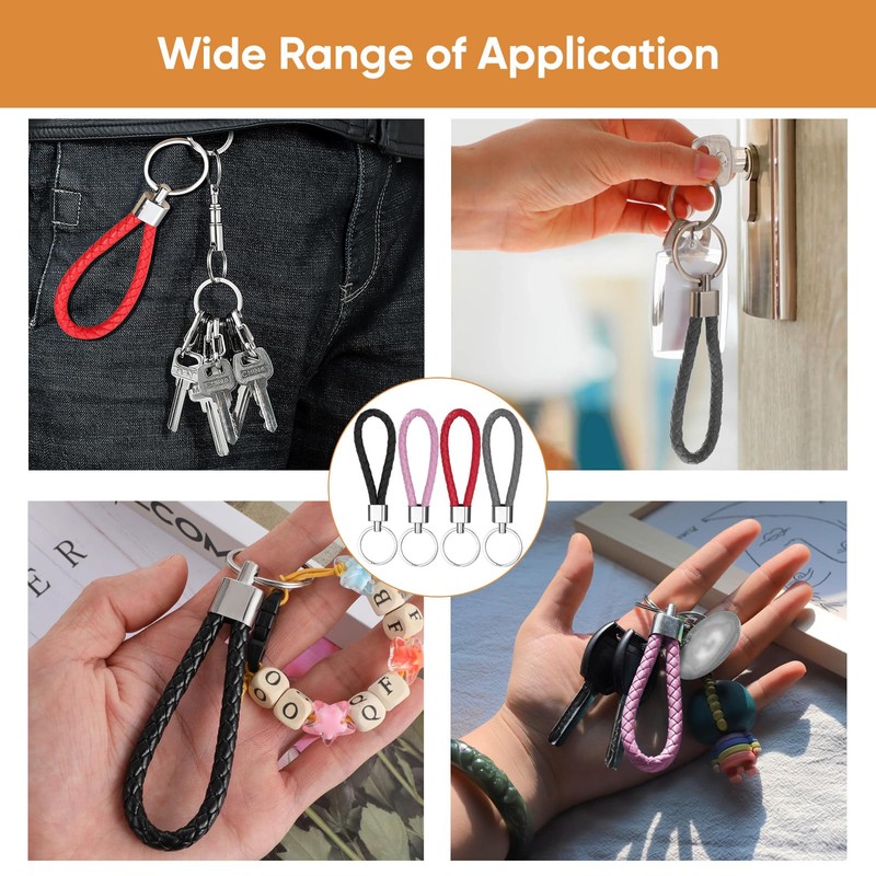 Braided Keyrings for Men Women – 4Pcs Handwoven Keyring Strap