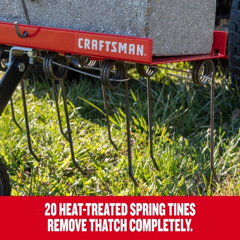 CRAFTSMAN (CMXGZBF7124315), 40-Inch Tow Behind Lawn Dethatcher, 20 Durable Spring