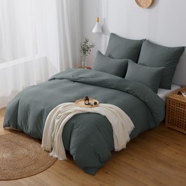 TOCOMOA Bed Linen 200 x 200 cm, 3-Piece Anthracite, Microfibre Bed Linen Sets, Oeko-Tex Certified, Duvet Cover and 2 Pillowcases 80 x 80 cm with Zip, Soft and Non-Iron