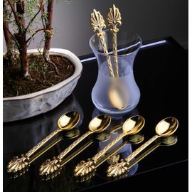 Alisveristime Decorative Zamac Tea Spoons Set, 6-Piece, 4.3 in (Gold)