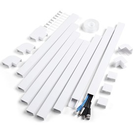 120in Cord Hider Wall, Cable Management Kit to Hide 3-5 Cords, Cord Organizer Wall, TV Cable Hider Wire Hider for Wall Hide Cords Wall Mounted TV, Cable Raceway White 8 xL15in, W1.2in H0.65in Paint Slide - Color: Black, Size: S - 102in