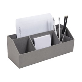 Bigso Box of Sweden ELISA Schreibtisch Organizer mit 4 Fächern – Ordnungssystem für Zettel, Büroklammern, Stifte usw. – Sortierkasten aus Faserplatte und Papier – grau