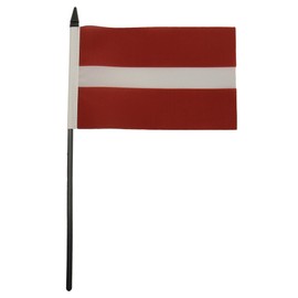 Latvia Table Flag 4'' x 6'' - Latvian Desk Flag 15 x 10 cm - Black plastic stick and base - Drapeau Lettonie AZ FLAG