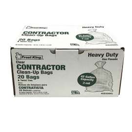 Frost King CB3250 Boxed Heavy Duty Contractor Clean-Up Bags, 32 inch x 50 inch x 3 Mil., 20 Bags, Clear, 1 Count (Pack of 1)