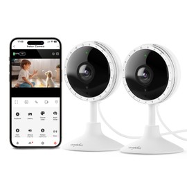 ARPHA 2K Security Indoor Camera with App, WiFi Home Camera Sound Detection PIR Motion Detection, Night Vision 130° 2-Way Talk，Easy to Install